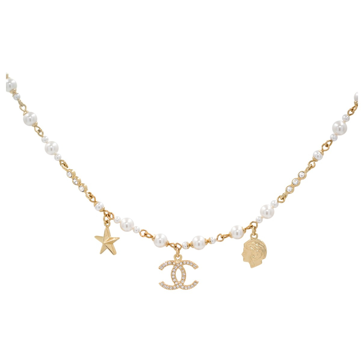 Cc pearl necklace Chanel Gold in Pearl 